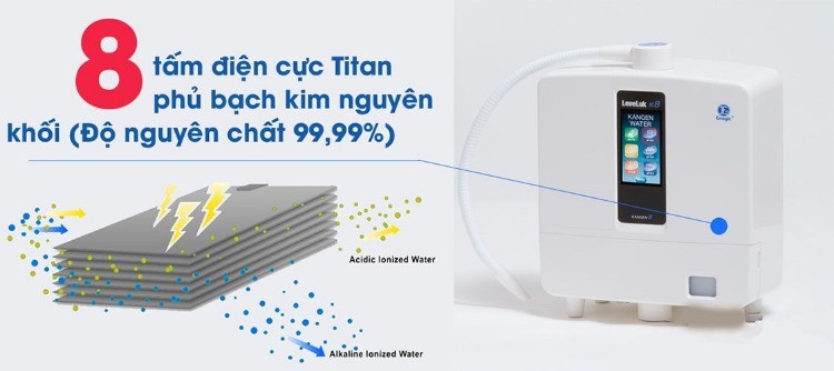 8 tấm điện phân phủ Titanium của máy lọc nước ion kiềm kangen leveluk k8